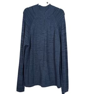 Flag & Anthem Quarter Zip Pullover Sweater | Blue Knit | Men’s Large